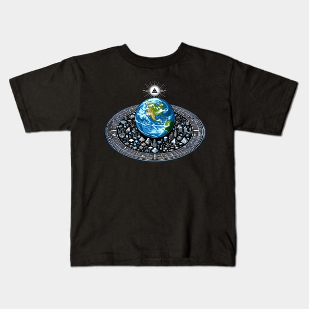 flat earth society Kids T-Shirt by vaporgraphic